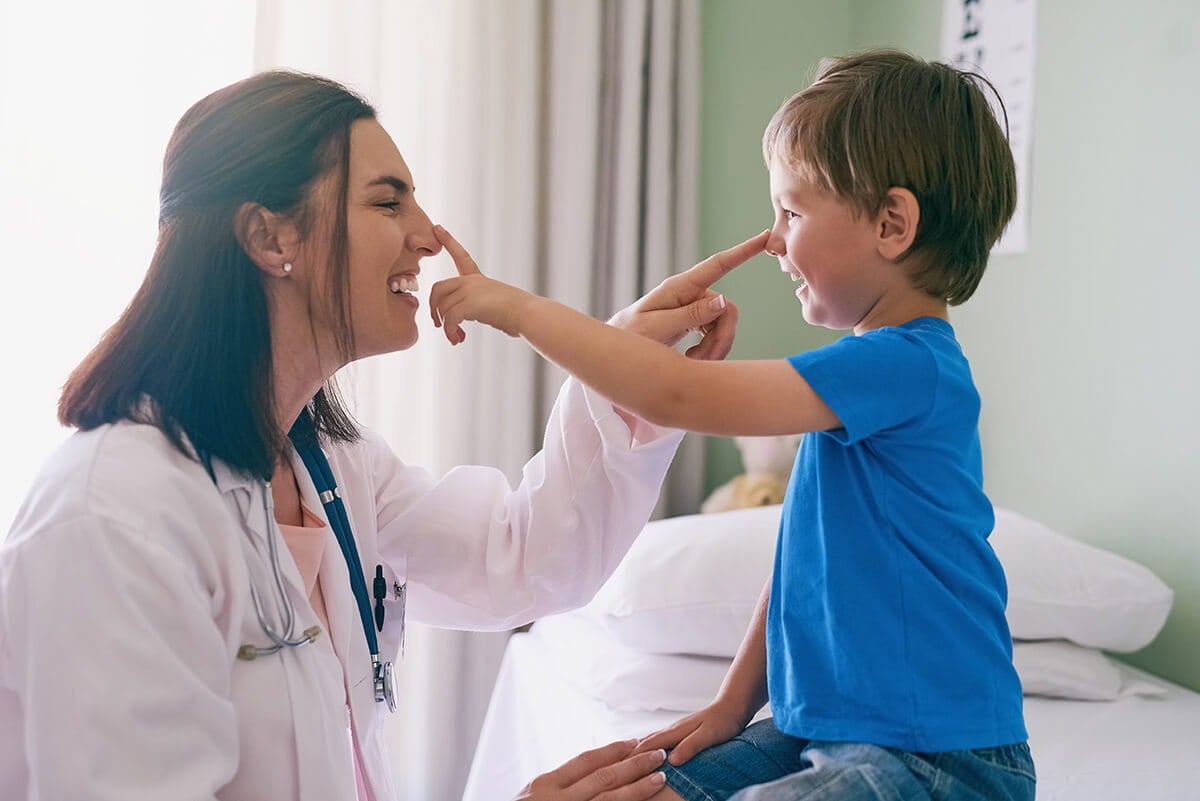 Pediatric neurological evaluation of a child during an early developmental assessment at Dr. Rao’s Hospital