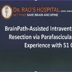 Dr Mohana Rao Patibandla presenting India’s first BrainPath-assisted parafascicular intraventricular tumor surgery series at NSI 2025