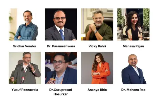 Dr Mohana Rao Patibandla with Sridhar Vembu and Ananya Birla in Mid-Day Entrepreneurs to Watch in 2026 list