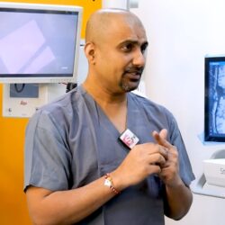 Dr. Mohana Rao Patibandla explaining DTI neuronavigation technology for advanced brain surgery at Dr. Rao’s Hospital in Guntur.